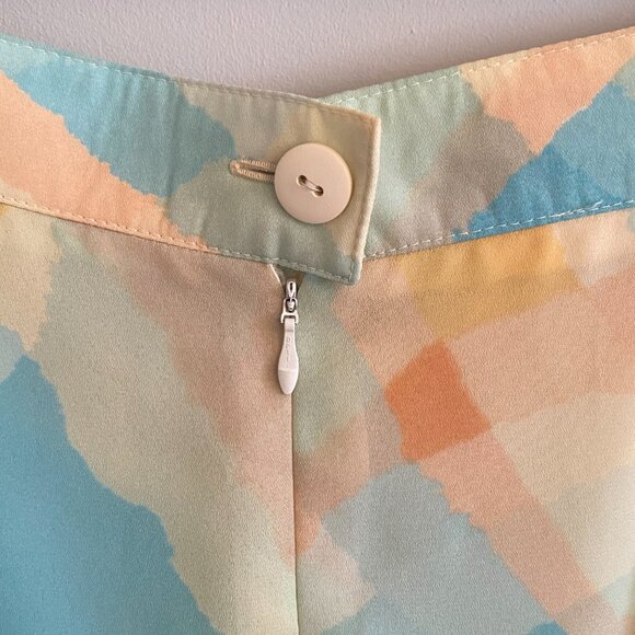 Vintage Skirt 1980s Pastel Print Maxi with Wide Pleats and A-line Shape - Picture 10 of 12